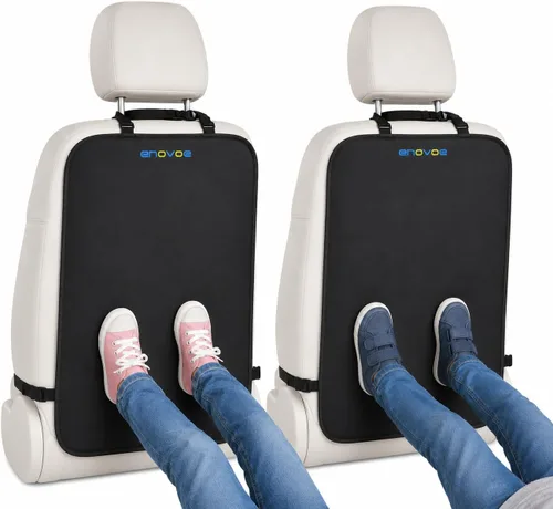 Enovoe - Tapetes contra patadas, protector de asiento trasero para niños, 2 unidades, funda para asiento trasero de coche de calidad prémium, ofrece