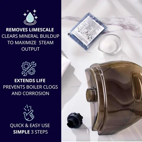 Miniatura 8 de SALAV® Juego de accesorios: prensa para pantalones, cepillo de tela, mini tabla de planchar, paquetes descalcificadores de 3 piezas, compatible