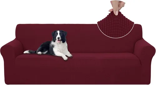 Miniatura 100 de U-NICE HOME Funda elástica para sofá, lavable, protector de muebles para sofá de 3 cojines, apta para mascotas (sofá, gris)