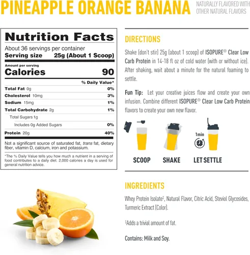 Miniatura 8 de Isopure - polvo de proteína de suero de leche con sabor a fruta ligera refrescante