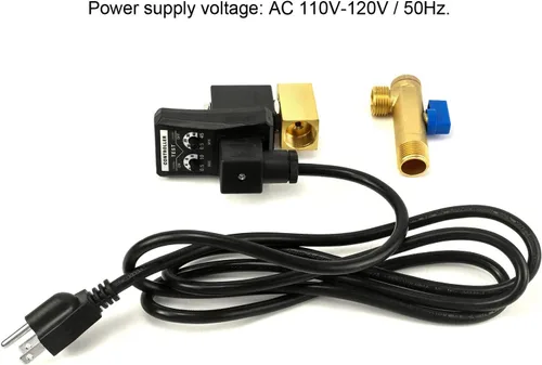 Miniatura 2 de QWORK Válvula automática de drenaje de condensado temporizada, 1/2" CA 110V, válvula de drenaje de acción directa de 2 vías, enchufe EE. UU