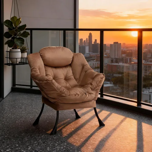 Miniatura 7 de HollyHOME - Silla perezosa con reposabrazos y bolsillo lateral, cómoda silla de sala de acento, sofá de ocio para sala de estar, recámara