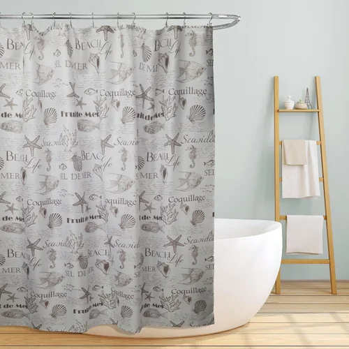 Miniatura 9 de Linen Store lona cortina de regadera de tela, 70"x70