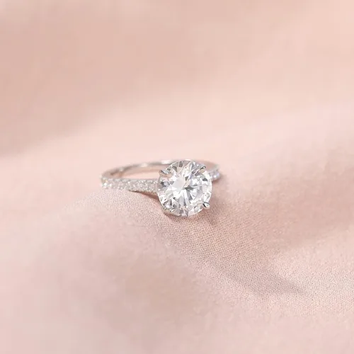 Miniatura 2 de EAMTI - Anillo de compromiso solitario de plata de ley 925 de 1.25 quilates, con circonita cúbica redonda, diseño de halo, tallas 3 a 13