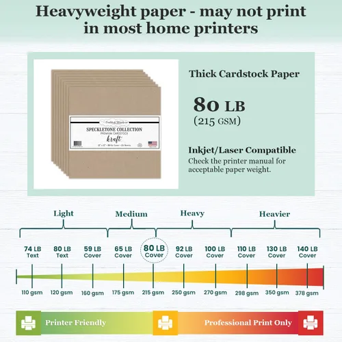Miniatura 5 de Cardstock Warehouse Speckletone Papel de Cartulina Kraft Marrón – 25 hojas, 12 x 12 pulgadas, 80 lb/215 gsm – 100% reciclado, acabado mate premium