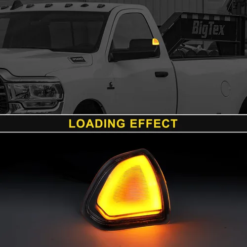 Miniatura 6 de Jinfili Espejo de remolque lateral LED de repuesto para Dodge Ram 1500, 2010-2018, Dodge Ram 2500 3500 68302828AA 68302829AA lente transparente