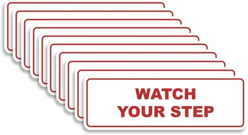 Miniatura 31 de Signs ByLITA Letrero estándar para pared o puerta con texto en inglés «Watch Your Step», señalización de salud y seguridad (negro), mediano
