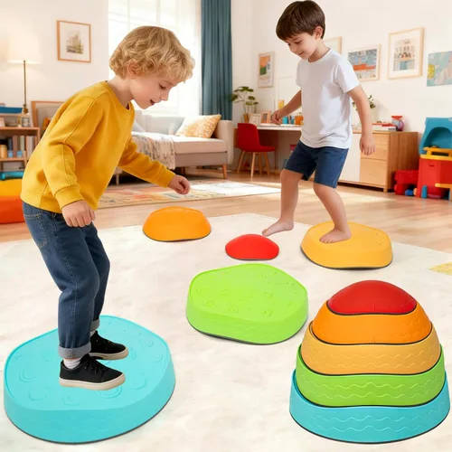 Miniatura 11 de Gentle Monster Stepping Stones para niños, juego de 6/8/11 piezas para equilibrio con parte inferior antideslizante - coordinación de ejercicio y 6