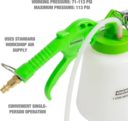 Miniatura 3 de OEMTOOLS 22505 Kit de sangrado de frenos neumáticos de 1L con botella de recarga, kit de sangrado de líquido de frenos para una sola persona, uso
