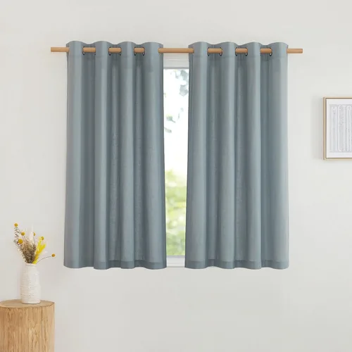 Miniatura 237 de NICETOWN Cortinas de lino natural con textura de lino para dormitorio, mezcla de lino rústica con ojales en la parte superior, semitransparentes