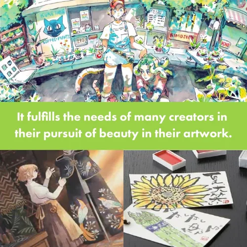 Miniatura 7 de Kuretake GANSAI TAMBI - Juego de pintura de acuarela de 36 colores, suministros de arte de calidad profesional para artistas, pintura para adultos