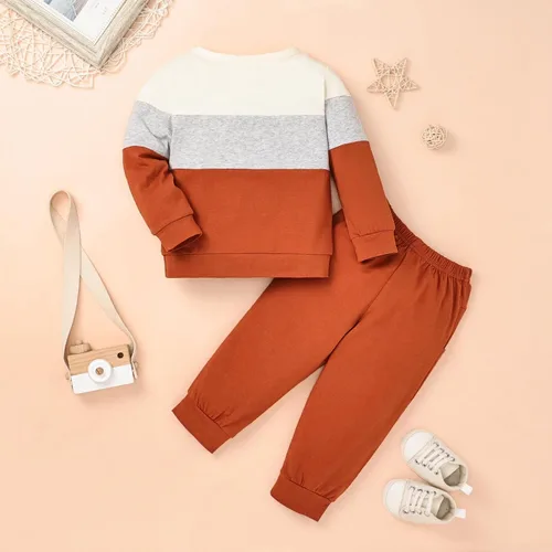 Miniatura 3 de Ropa de otoño e invierno para bebé, trajes de niño pequeño, sudadera de manga larga, sudadera de retazos y pantalones, 2 piezas, 12 meses a 5 años
