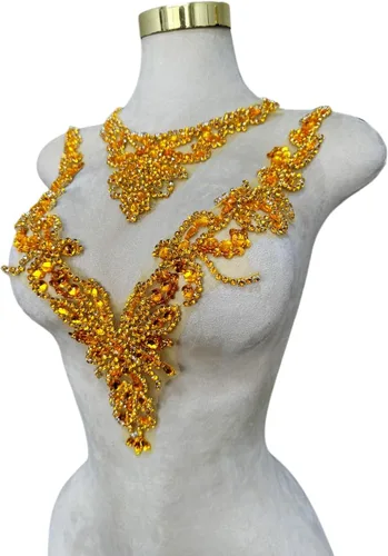 Miniatura 23 de Accesorios de apliques de encaje de diamantes de imitación hechos a mano puros cuentas de costura a mano piedras parches para vestido de novia