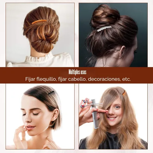 Miniatura 4 de 24 piezas de juego de peines laterales franceses de plástico para cabello con rizos, pinzas para el cabello, accesorios para niñas y mujeres
