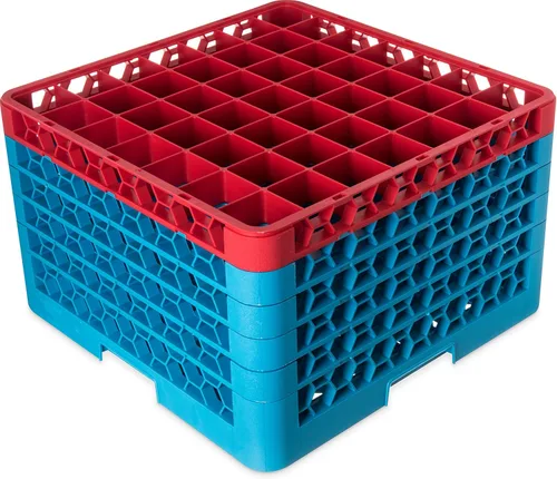 Miniatura 69 de Carlisle FoodService Products RG9-214 OptiClean Estante de vidrio con 9 compartimentos con 2 extensores, 7.12 pulgadas, polipropileno, azul