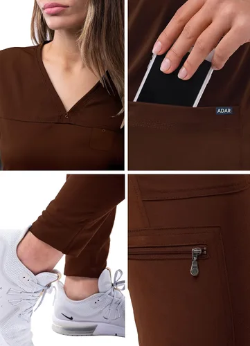 Miniatura 5 de Adar Pro - Conjunto de ropa quirúrgica con mejora de movimiento para mujer, blusa médica con cuello en V y pantalón médico deportivo y para yoga
