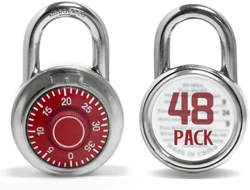 Candados de combinación con cuerpo de metal, uso en interiores para taquillas de gimnasio y casillero escolar, Rojo, paquete de 48