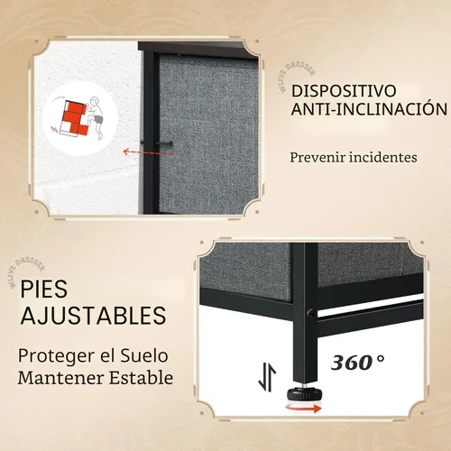 Miniatura 7 de WLIVE - Cómoda de tela para dormitorio, cómoda alta con 8 cajones, torre de almacenamiento con contenedores de tela, cómoda doble, cómoda con A-gris