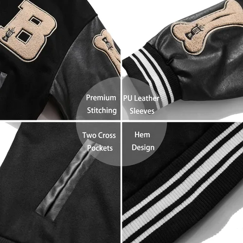 Miniatura 7 de Chaqueta universitaria universitaria para hombre, chaqueta de béisbol, sudadera vintage, casual, unisex, ropa urbana con parche
