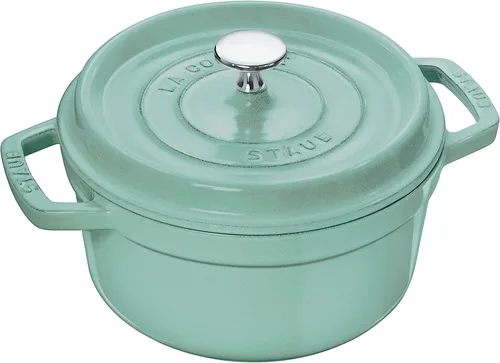 Miniatura 11 de Staub 40508-400 Pico Cocotte redondo, verde salvia, 6.3 pulgadas (6.3 in), pequeña, doble mano, olla esmaltada fundida, compatible con inducción
