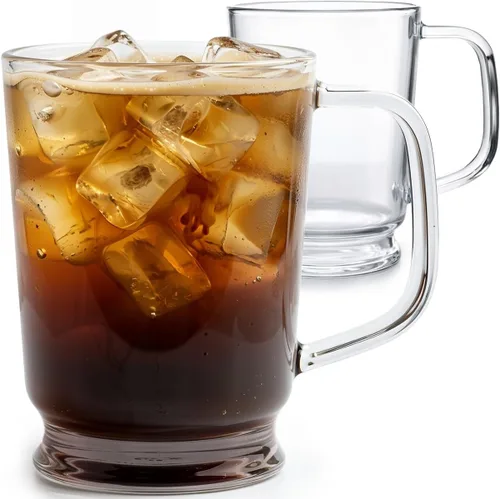 Miniatura 6 de Aquach Taza de vidrio transparente de 16 onzas – Taza de café de vidrio borosilicato, taza de té grande para bebidas calientes y frías, tazas