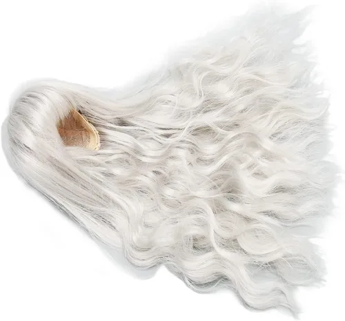 Miniatura 8 de GLOGLOW Peluca de muñeca de 1/6, suave al tacto, peluca articulada con calor recortable con flequillo para disfraz de muñeca, accesorios Plata Gris