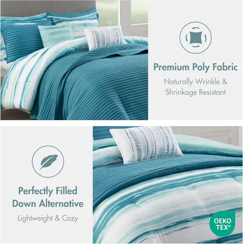 Miniatura 3 de Madison Park - Juego de colcha y edredón Marina - Diseño moderno de lujo, ropa de cama para todas las estaciones, fundas a juego, almohadas Marina