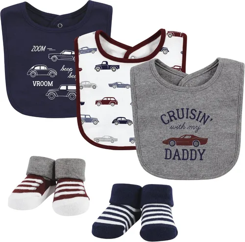 Miniatura 129 de Hudson Baby Conjunto de babero y calcetines unisex de algodón para bebé