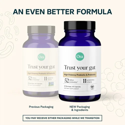 Miniatura 7 de Ora Organic Probióticos con prebióticos - 52 mil millones de UFC, 11 cepas clínicamente estudiadas para la salud digestiva, confía en tu intestino