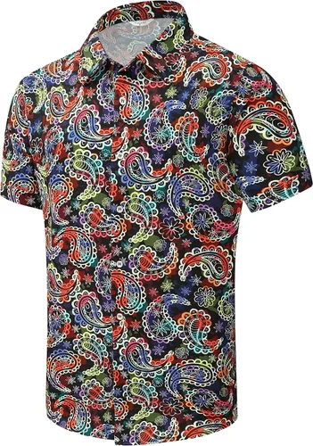 Miniatura 52 de SheLucki - Camisa hawaiana para hombre, unisex, de manga corta, con botones, para la playa y el verano, ropa casual estampada con sombra de palmas