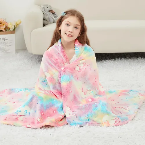 Miniatura 9 de Viviland Manta de Tiro con Estampado de Arcoíris para Niños y Niñas, Forro Polar de Felpa Cálido y Ligero para Sofá, Silla, Sillón, Cama, 30" x 40