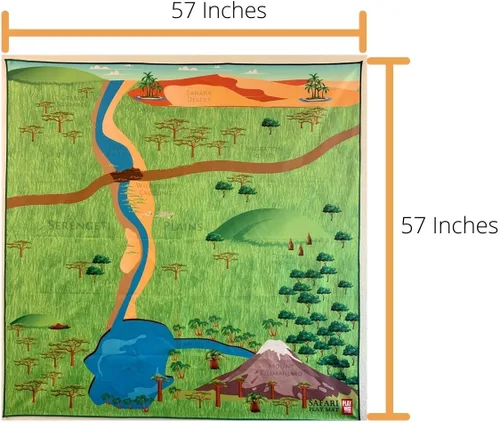 Miniatura 8 de Play Mat Factory - Alfombrilla de juego de safari para animales de juguete, solución plegable, tamaño grande de 57 x 57 pulgadas, todos los animales