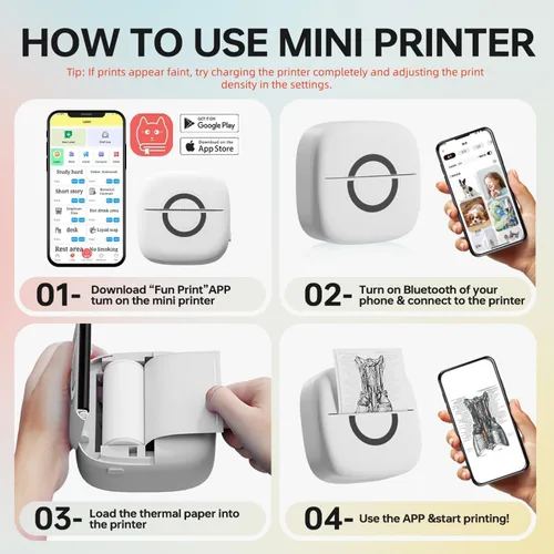 Miniatura 4 de Mini impresora térmica con 3 rollos de papel, cápsulas de impresión de teléfono portátil Bluetooth, fabricante de calcomanías de estudio para fotos