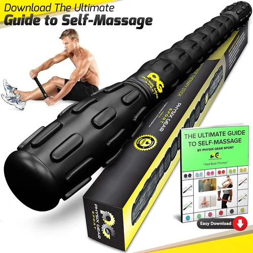Miniatura 7 de Physix Gear - Rodillo de masaje muscular para piernas, rodillo de masaje para tejido profundo para atletas, rodillo muscular de terapia física