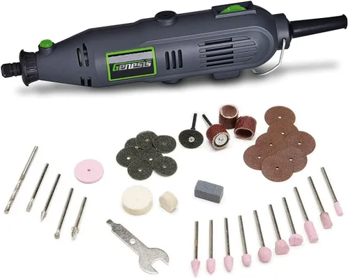Miniatura 12 de Genesis GLRT08B-65 Herramienta giratoria de velocidad variable de 8 V con batería de iones de litio extraíble, soporte de carga, adaptador de pared