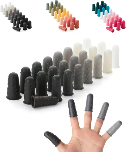 Mr. Pen - Protectores de dedos para pistola de pegamento caliente, 24 piezas, tonos negros y blancos, protectores de dedos de silicona, puntas de