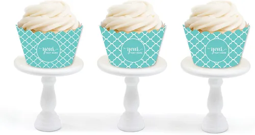 Miniatura 3 de Andaz Press Colección totalmente personalizada, envoltura de cupcakes, paquete de 20, texto o logotipo personalizado