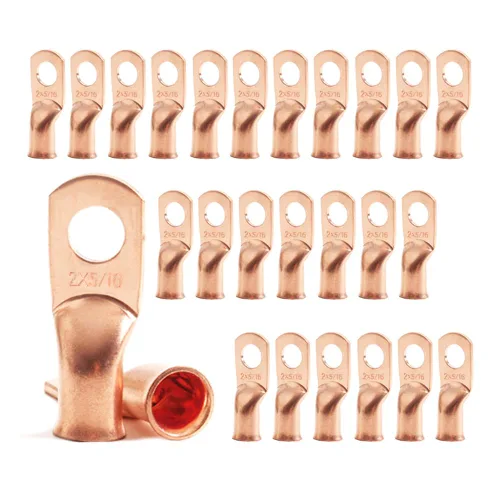 Miniatura 13 de 2/0 AWG 5/16" Stud (25 piezas), terminal de anillo de batería resistente, conectores de calibre 00, lengüetas de alambre de cobre 2/0, terminales