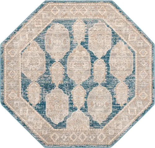 Miniatura 3 de Unique Loom Lola Collection - Alfombra de área, negrita (octágono de 5 pies 1 pulgada, azul/azul claro)