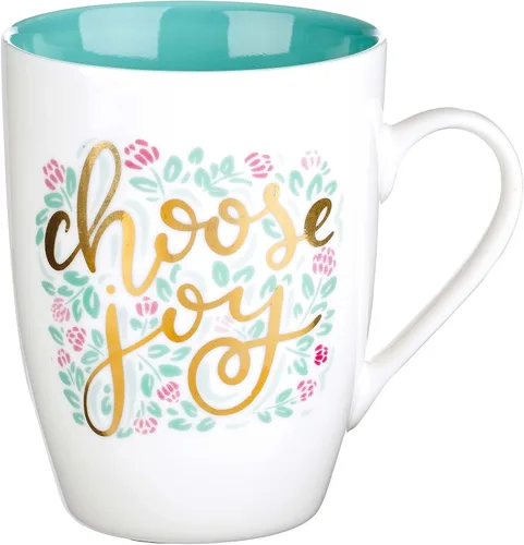 WITH LOVE Taza de café inspiradora para mujer, elige Joy Teal con acentos dorados, taza de café/té motivacional para su cumpleaños, día de la madre,