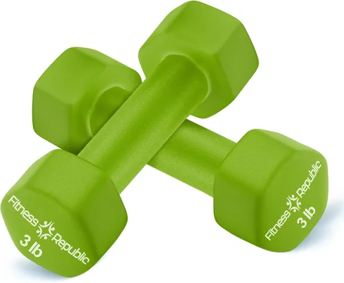 Miniatura 9 de Fitness Republic Juego de 2 mancuernas de neopreno, antideslizantes, forma hexagonal, pesas libres para tonificación muscular y fortalecimiento