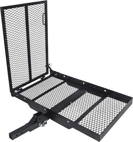 ECOTRIC Transportador de carga de enganche de 46.2 x 26.8 x 38.7 pulgadas con rampa plegable de 500 libras de capacidad, soporte de enganche de