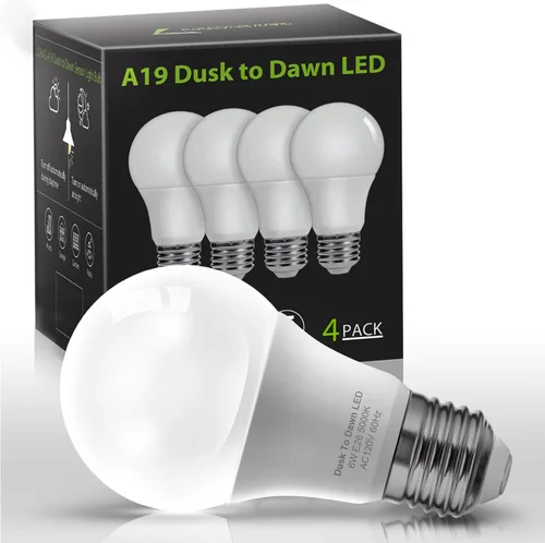 L LOHAS LED - Bombillas LED del anochecer al amanecer, iluminación exterior LED equivalente a 40W, luz de día 5000K, luz exterior automática de