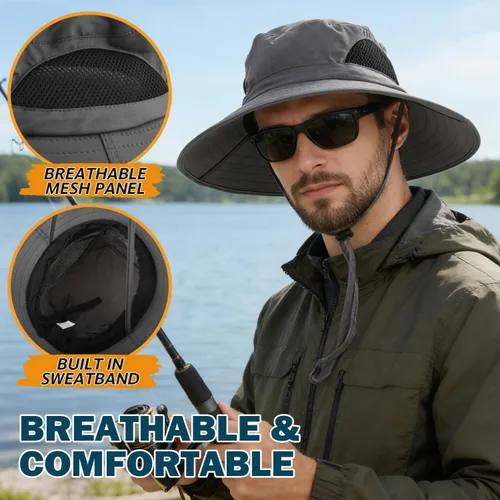 Miniatura 5 de EINSKEY Sombrero de sol unisex clásico Sombrero de sol de cobertura completa con solapa para el cuello