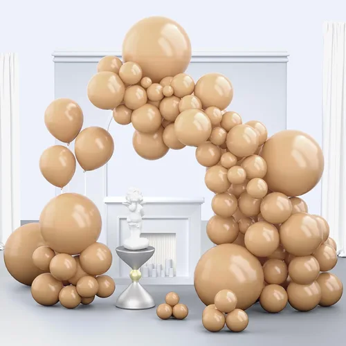 Miniatura 42 de Globos color beige, 150 unidades de diferentes tamaños, paquete de globos de 18 pulgadas, 12 pulgadas, 10 pulgadas, 5 pulgadas, color marfil crema