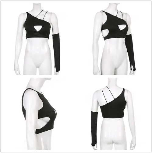 Miniatura 4 de Camiseta sin mangas gótica sexy negra para mujeres o adolescentes