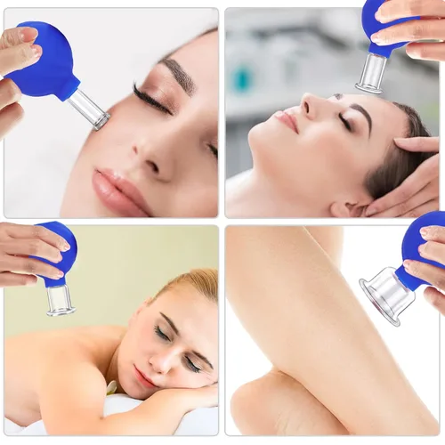 Miniatura 3 de Juego de terapia de ventosas faciales de 4 tamaños, vaso anticelulitis para masaje al vacío de silicona para ojos, terapia de masaje con ventosas