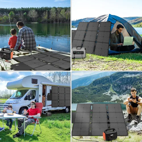 Miniatura 7 de SOKIOVOLA Panel solar plegable de 120 W con conector MC-4, panel solar portátil para camping, cargador de panel solar plegable para estación de 120
