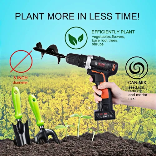 ERYTLLY Plantador de Bulbos, Broca en Espiral, Herramienta de Jardinería 8 x 30,5 cm, Excavadora Rápida de Agujeros para Paraguas para Plantar