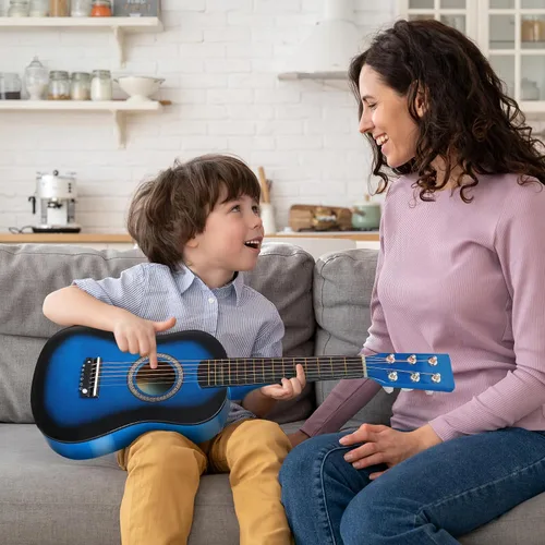 Miniatura 6 de Guitarra pequeña - Guitarra acústica para niños de 23 pulgadas en azul para aprendizaje de música, perfecta para práctica en casa y entretenimiento